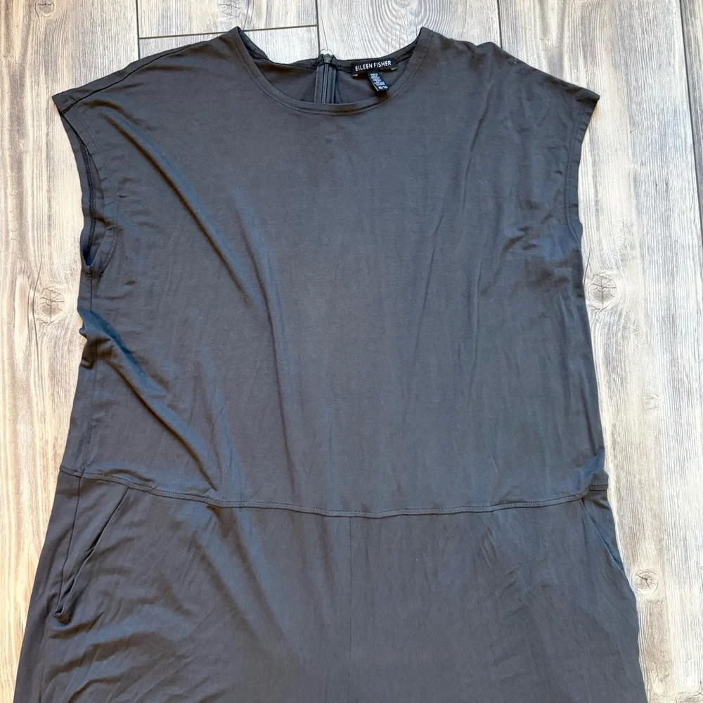 Eileen Fisher Wide Leg Jumpsuit With Pockets Jersey Knit Dark Gray Size XL - Picture 5 of 9